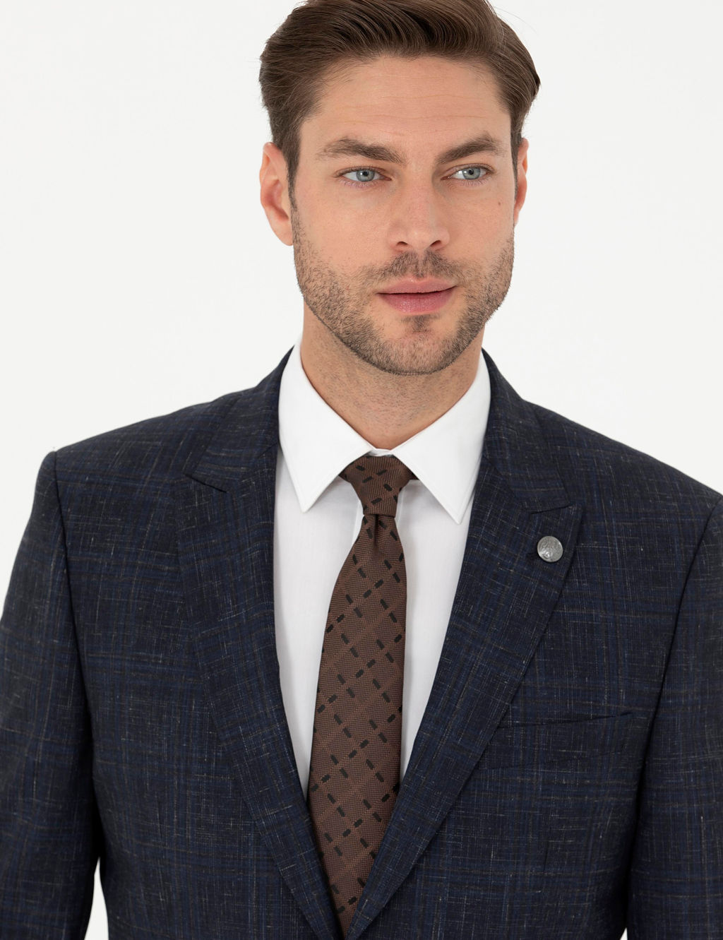 Lacivert Slim Fit Tak_m Elbise