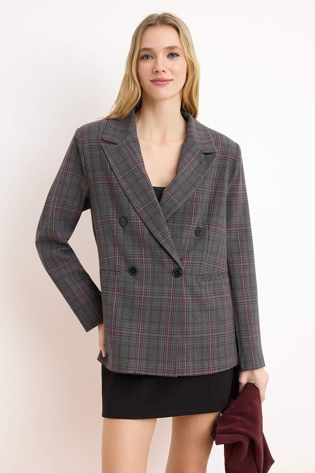 Antrasit-Bordo Blazer Ceket TWOAW26BC00061