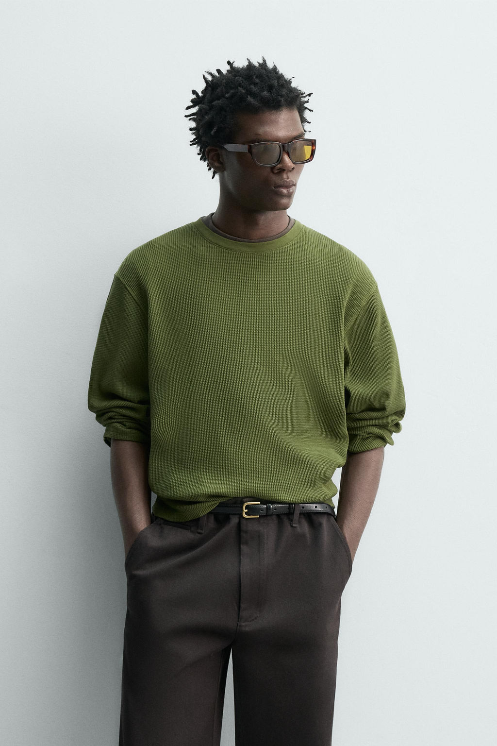 CAMISETA ESTRUCTURA WAFFLE / Khaki - Zara фото 2