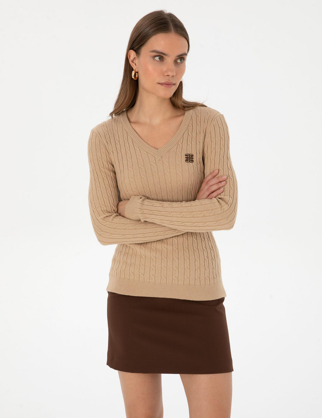 Bej Melanj Ex. Slim Fit Basic Kazak