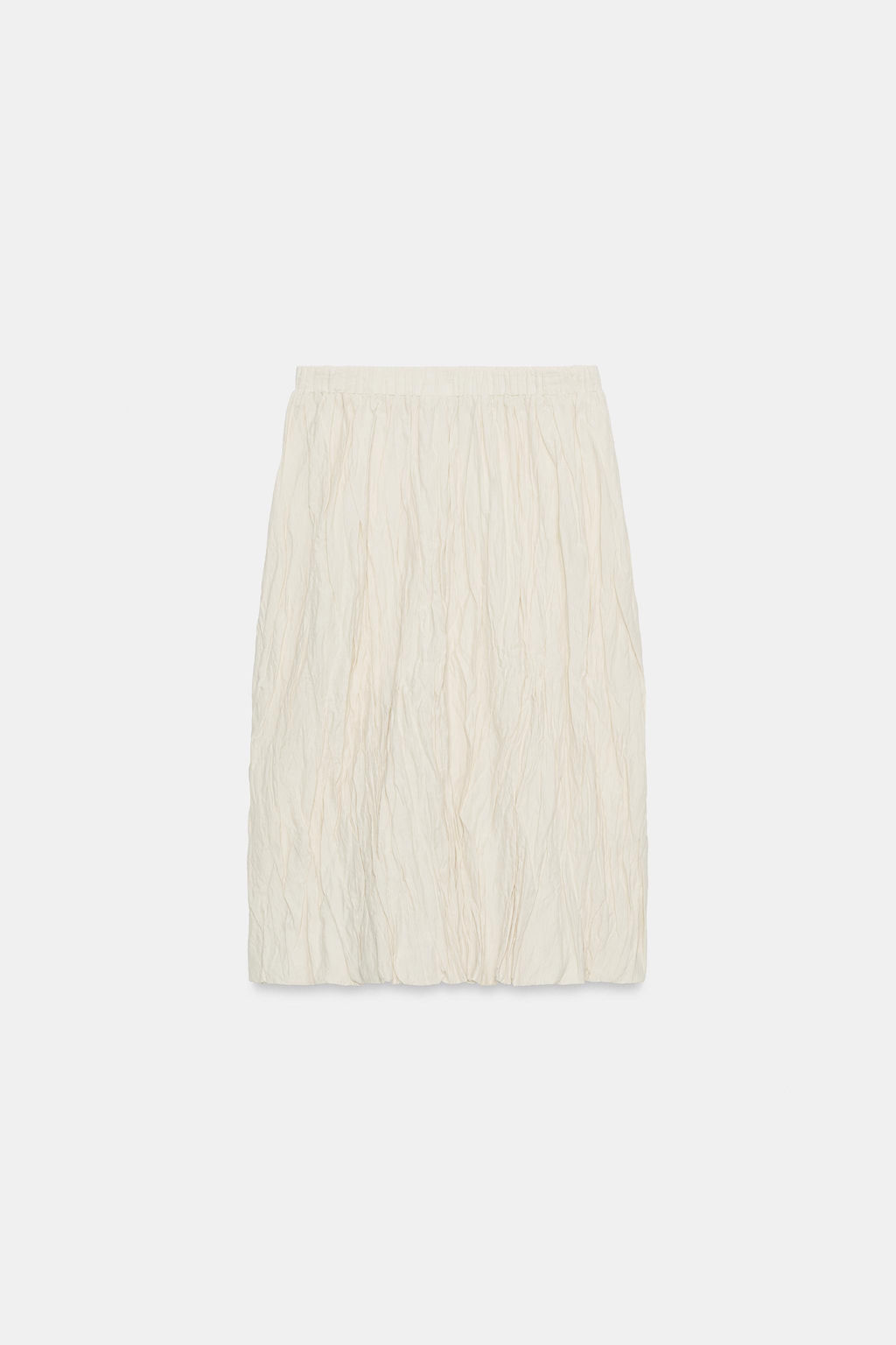 FALDA MIDI PUNTO EFECTO ARRUGADO / Crema - Zara фото 5