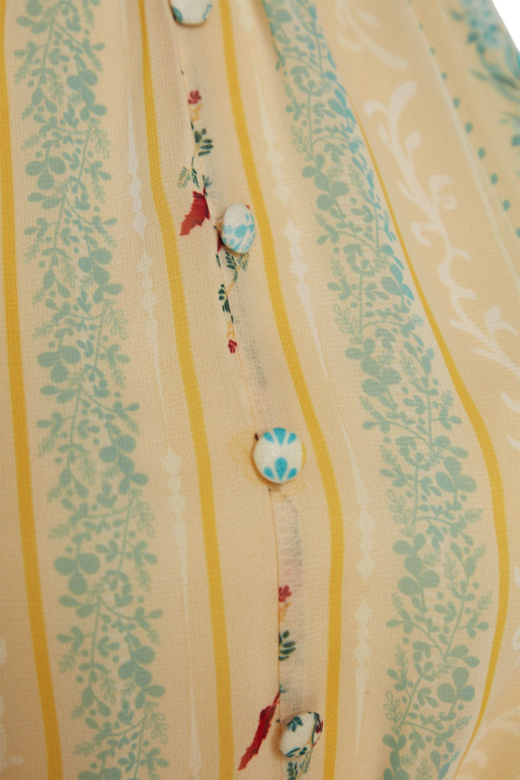 Sar? Cicek Desenli A-Kesim Boho Kat Kat Astarl? Sifon Ucus Ucus Dokuma Mini Elbise TWOSS23EL02056