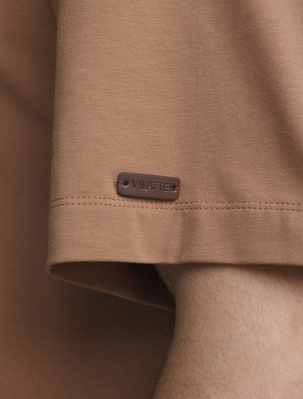 Футболка Vilatte свободная из хлопка с эластаном коричневый  фото 3