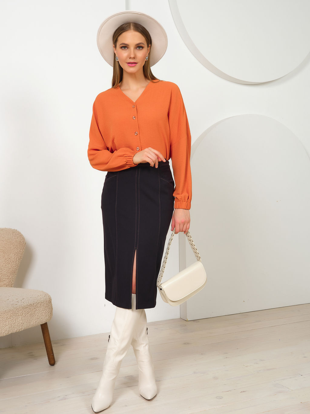 Блуза с рукавом на резинке - Stilla фото 4