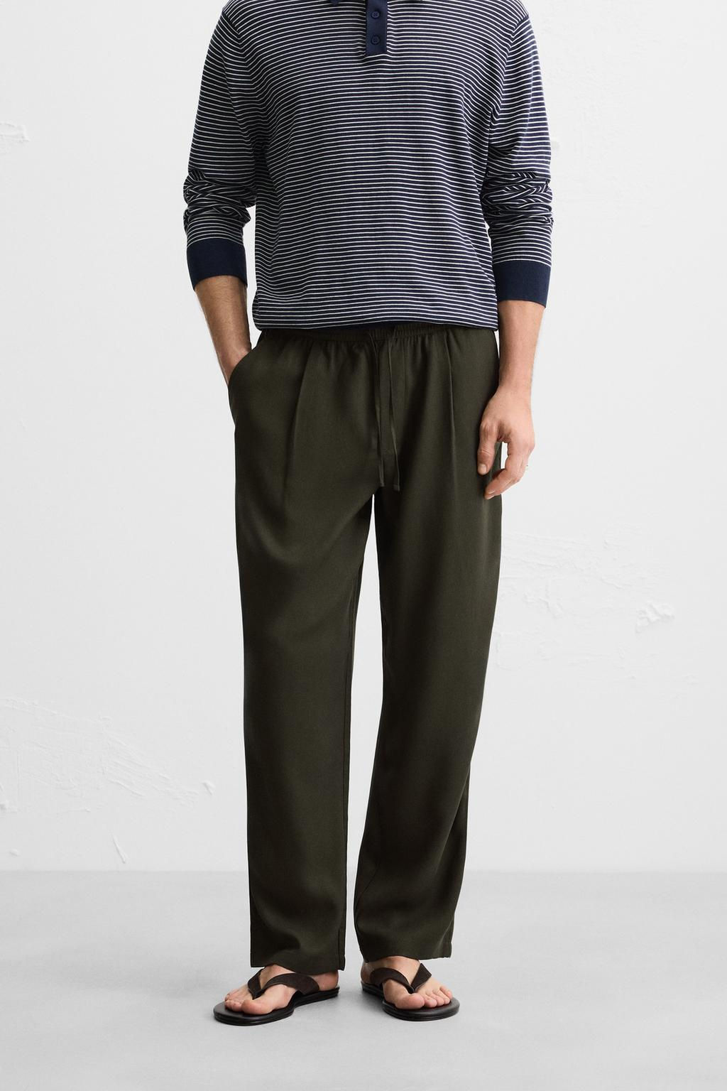 RELAXED FIT LYOCELL TROUSERS - Zara фото 13