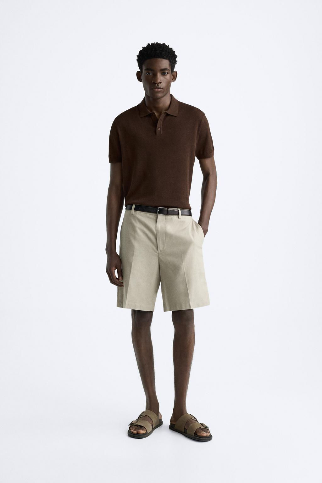 COTTON AND SILK KNIT POLO SHIRT - Zara фото 24