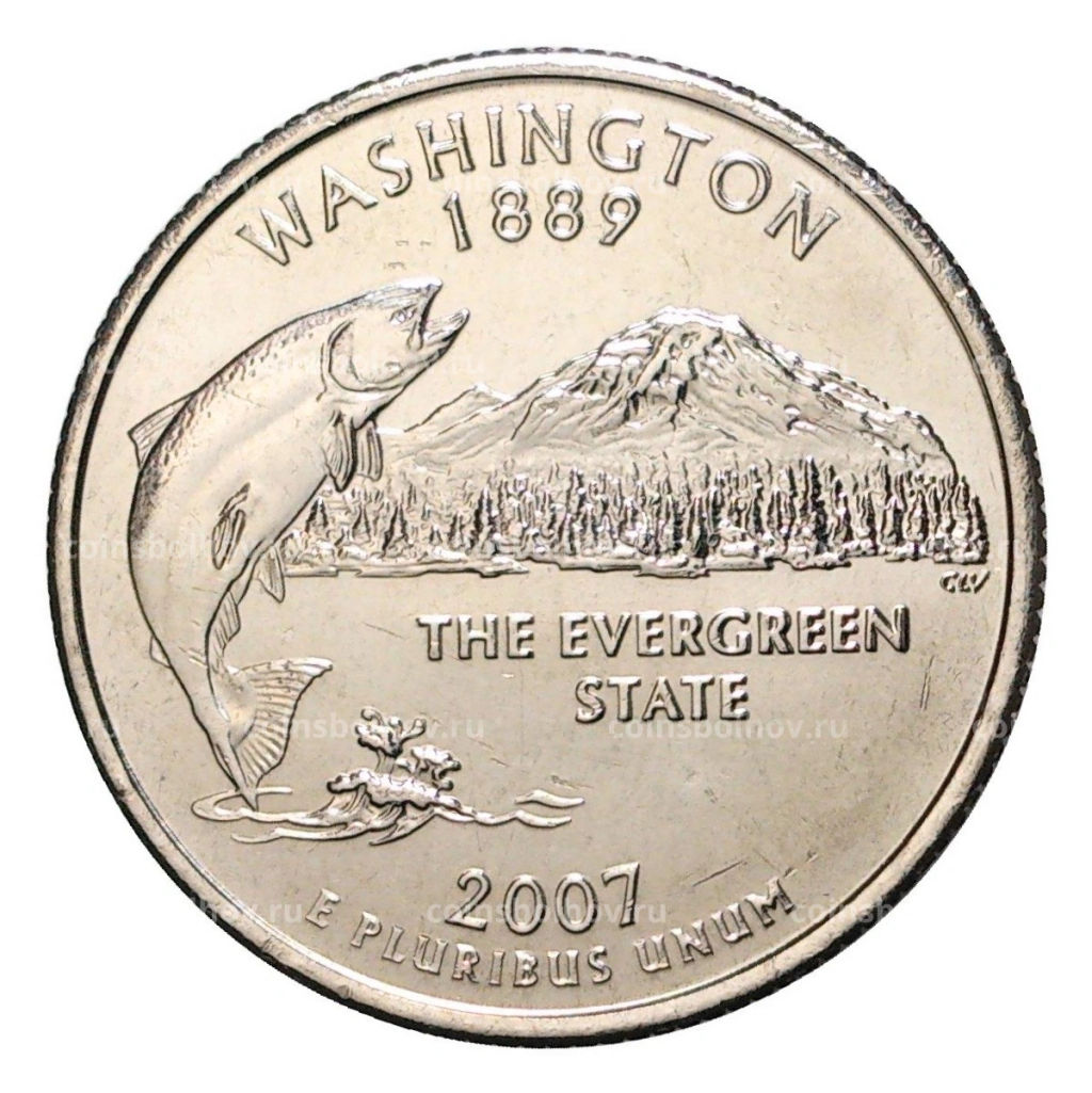 25 центов (1/4 доллара) 2007 года Р США Штаты и территории  Вашингтон