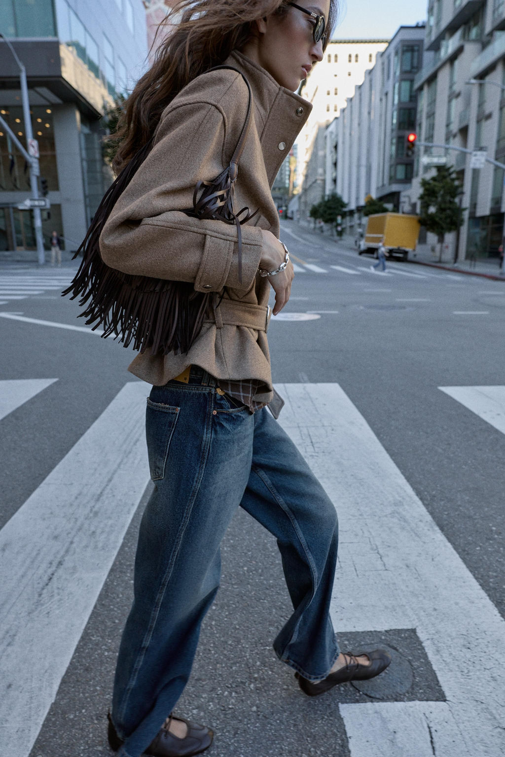 CROPPED WOOL COAT WITH BELT - Zara фото 15