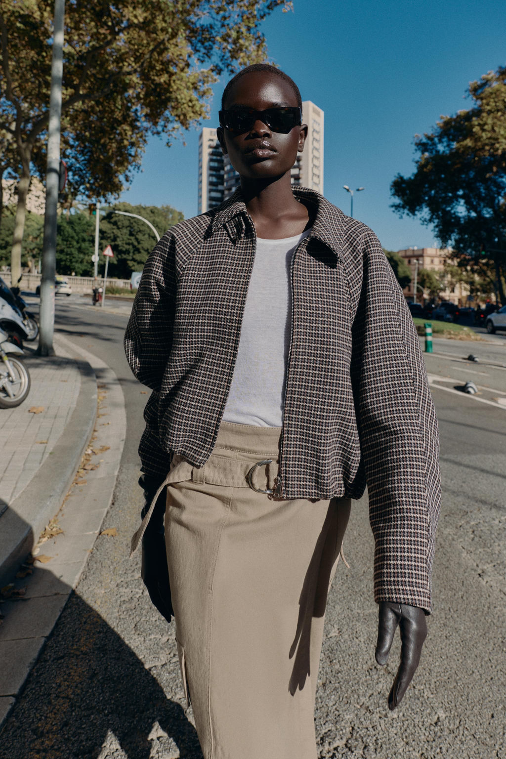 HOUNDSTOOTH QUILTED BOMBER JACKET - Zara фото 5