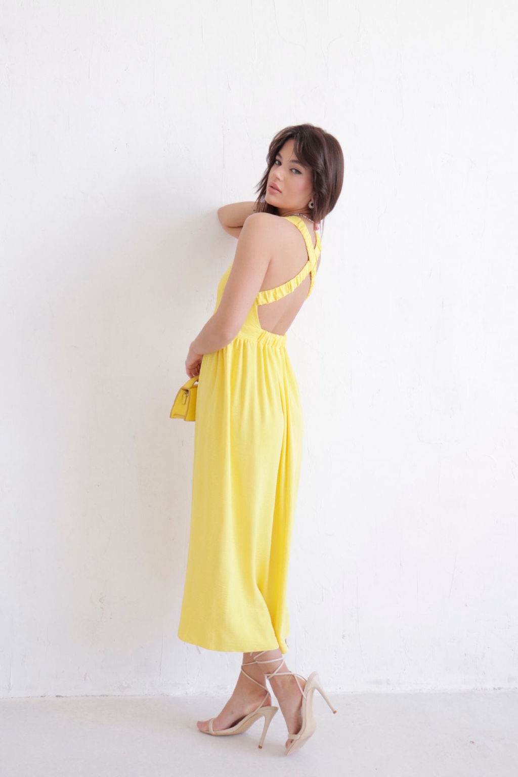 Платье с перекрещенными бретелями жёлтое - Martichelli фото 28