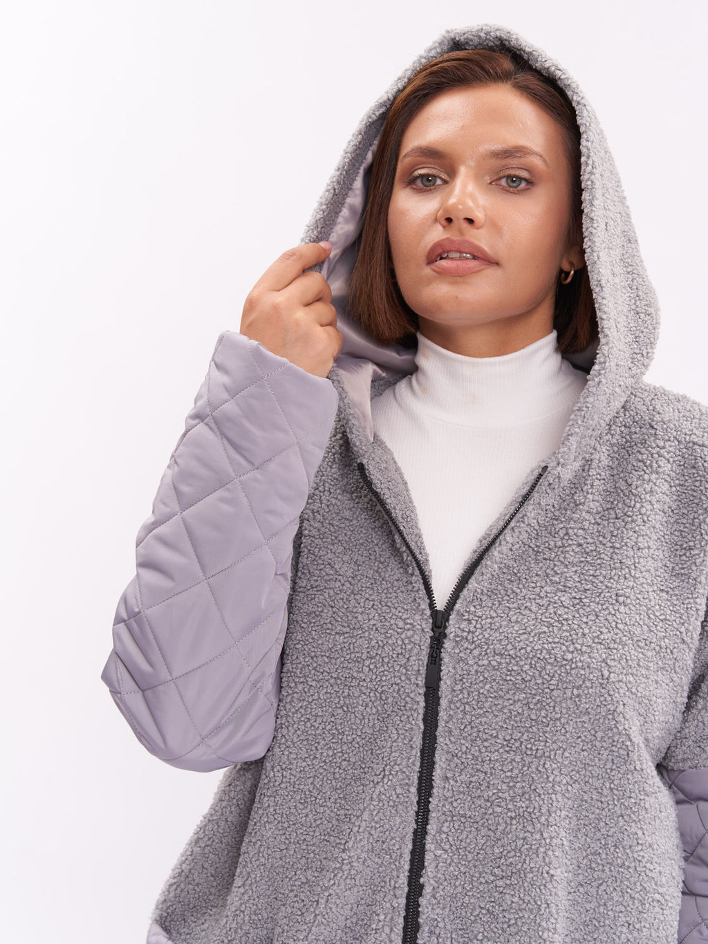 Пальто комбинированное из букле ZPL10533ROL23 - Артесса фото 6