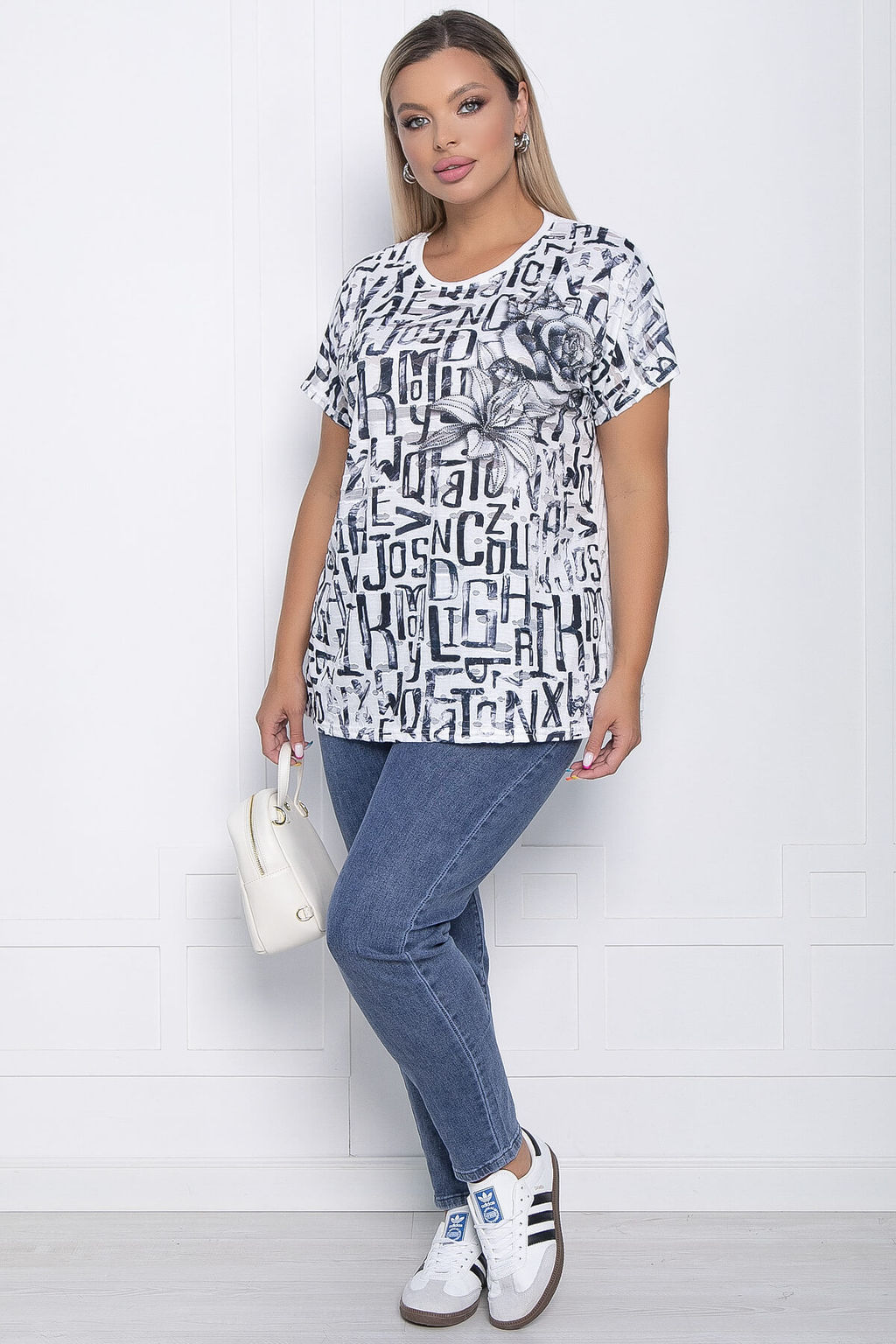 Блуза Асия (белая/буквы) Б10851 - Lt collection фото 4