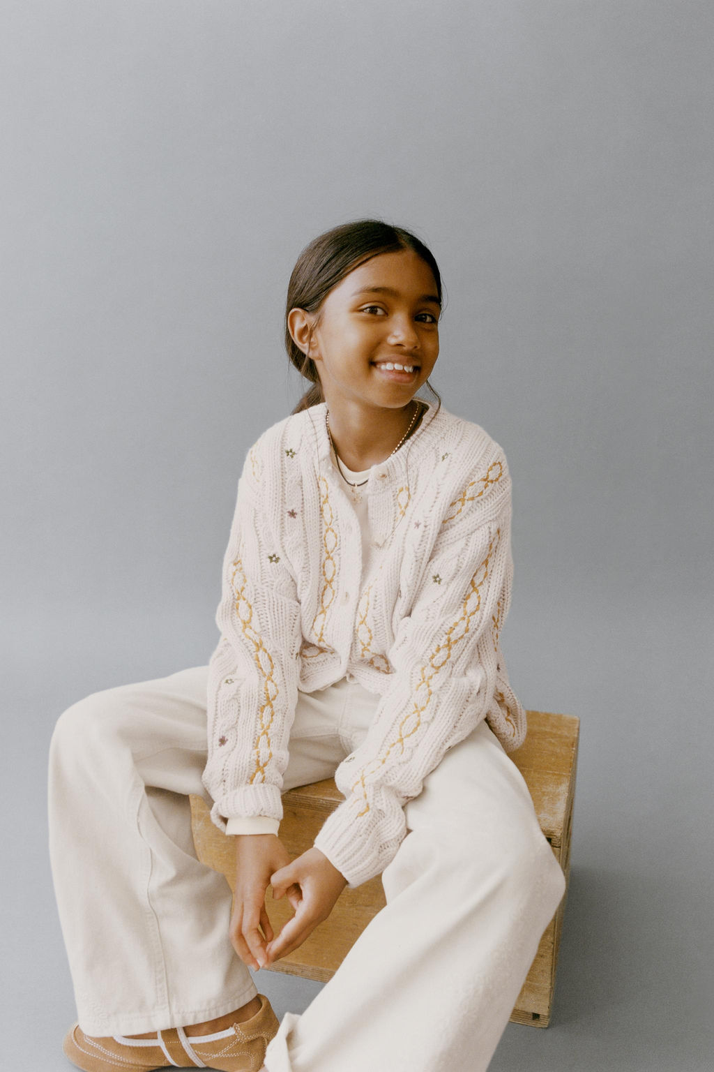EMBROIDERED CABLE-KNIT CARDIGAN - Zara фото 5