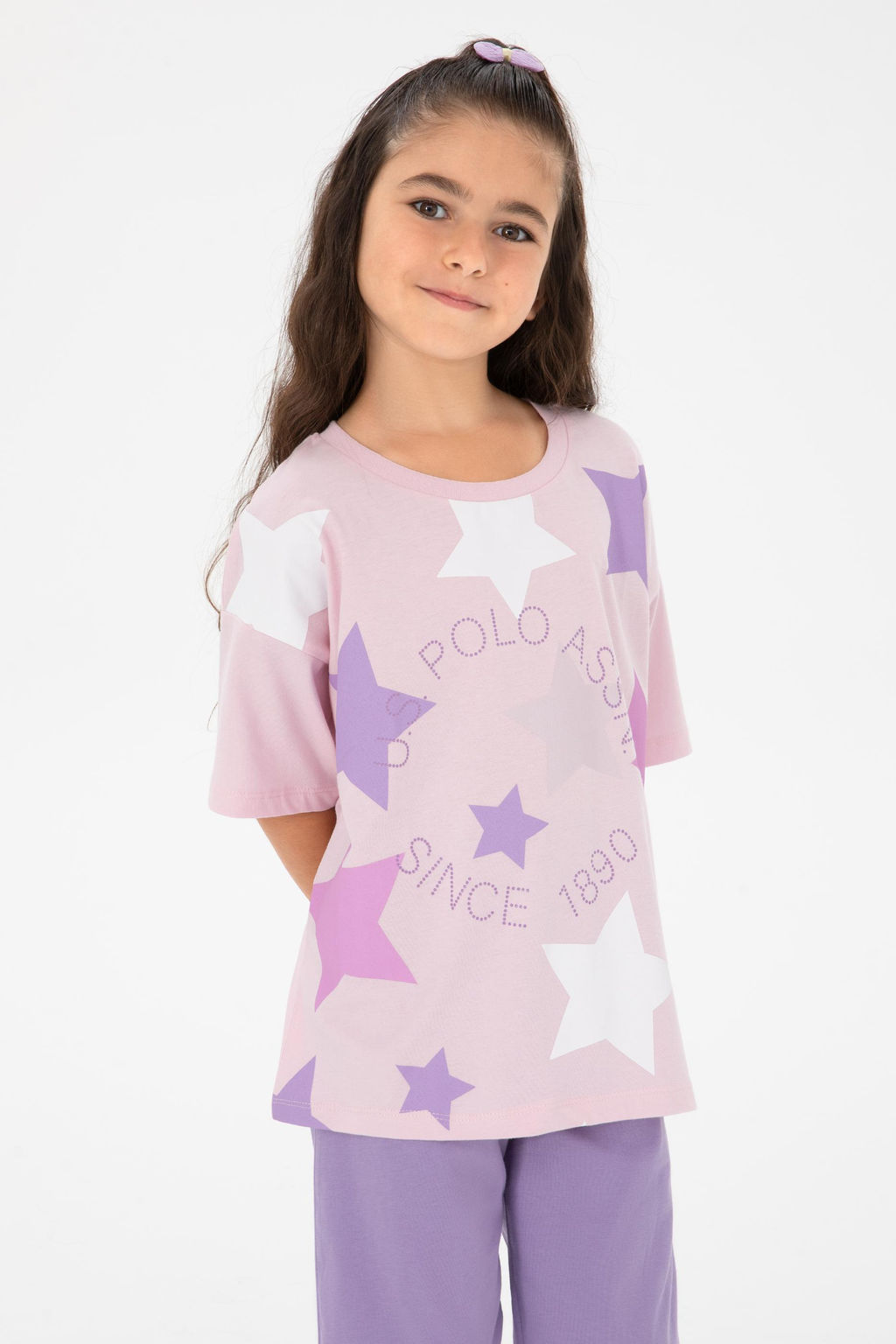 K_z _ocuk Toz Pembe Pijama Tak_m_ Sepette S_rpriz _ndirim - U.s. polo assn фото 8