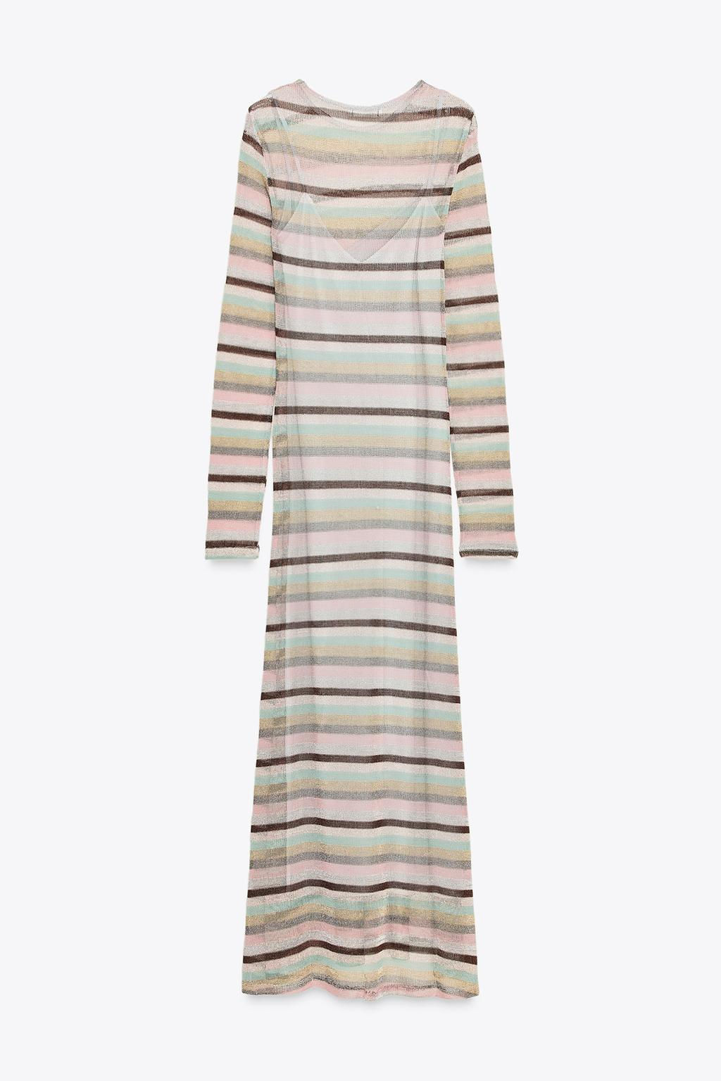 LONG METALLIC THREAD STRIPED DRESS - Zara фото 6