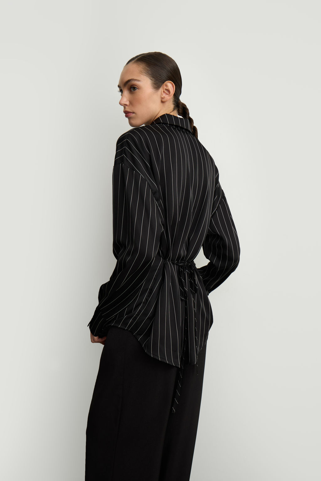 Рубашка с завязками из сатина в полоску - Mollis фото 4