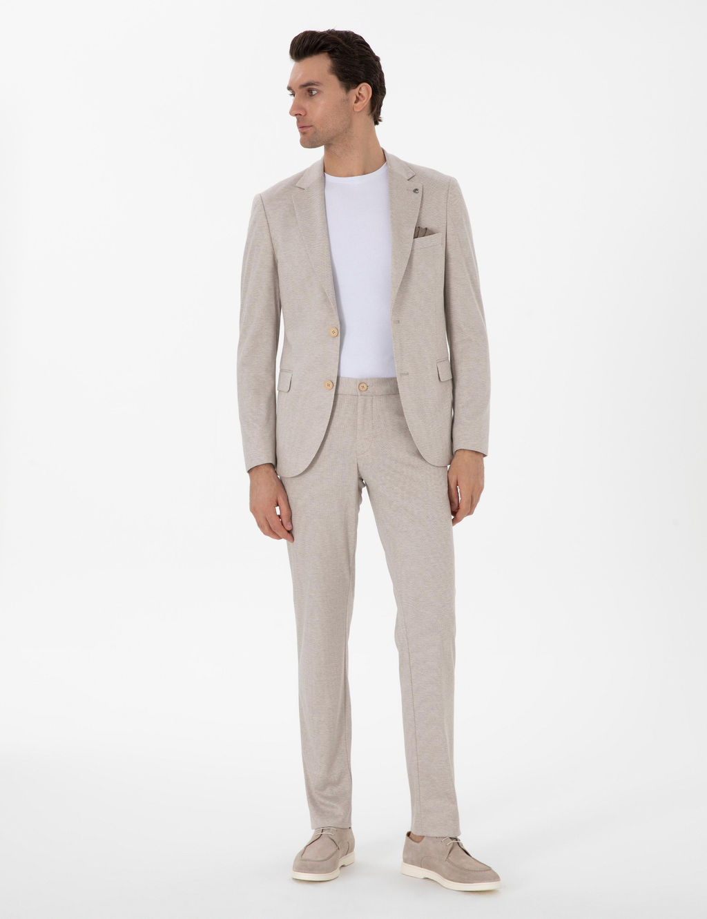 Bej Slim Fit Tak_m Elbise - Cacharel фото 4