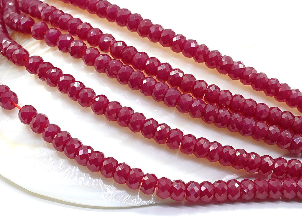 Бусины из рубина рондель граненый 6*4мм, 38см, 97 бусин Радуга камня