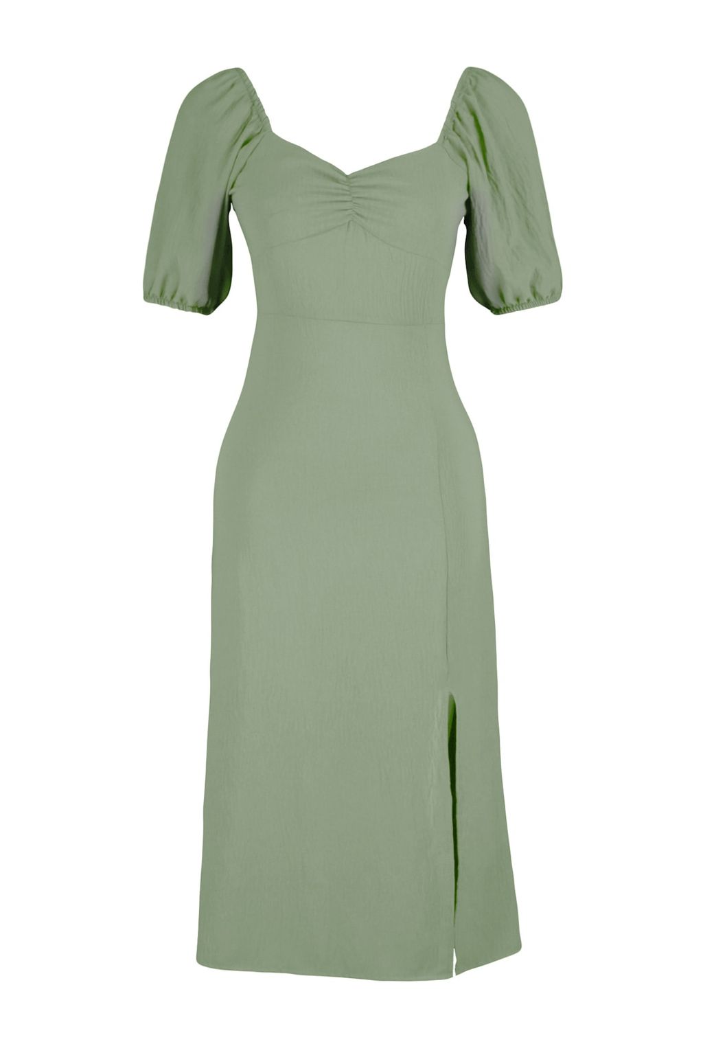 Haki Vucuda Oturan Y?rtmacl? S?rt Detayl? Midi Dokuma Dokuma Elbise TWOSS23EL01164 - Trendyolmilla фото 7