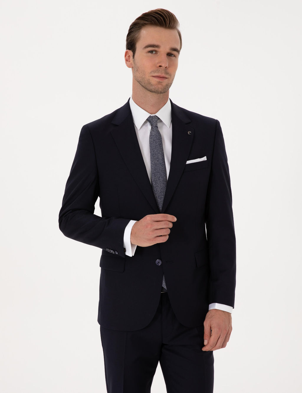 Lacivert Slim Fit Tak_m Elbise - Cacharel фото 3