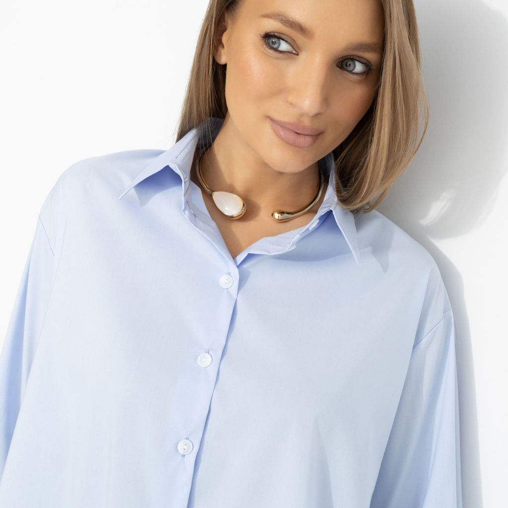 Рубашка асимметричного кроя, Слово за формой (голубая) - Charutti фото 3