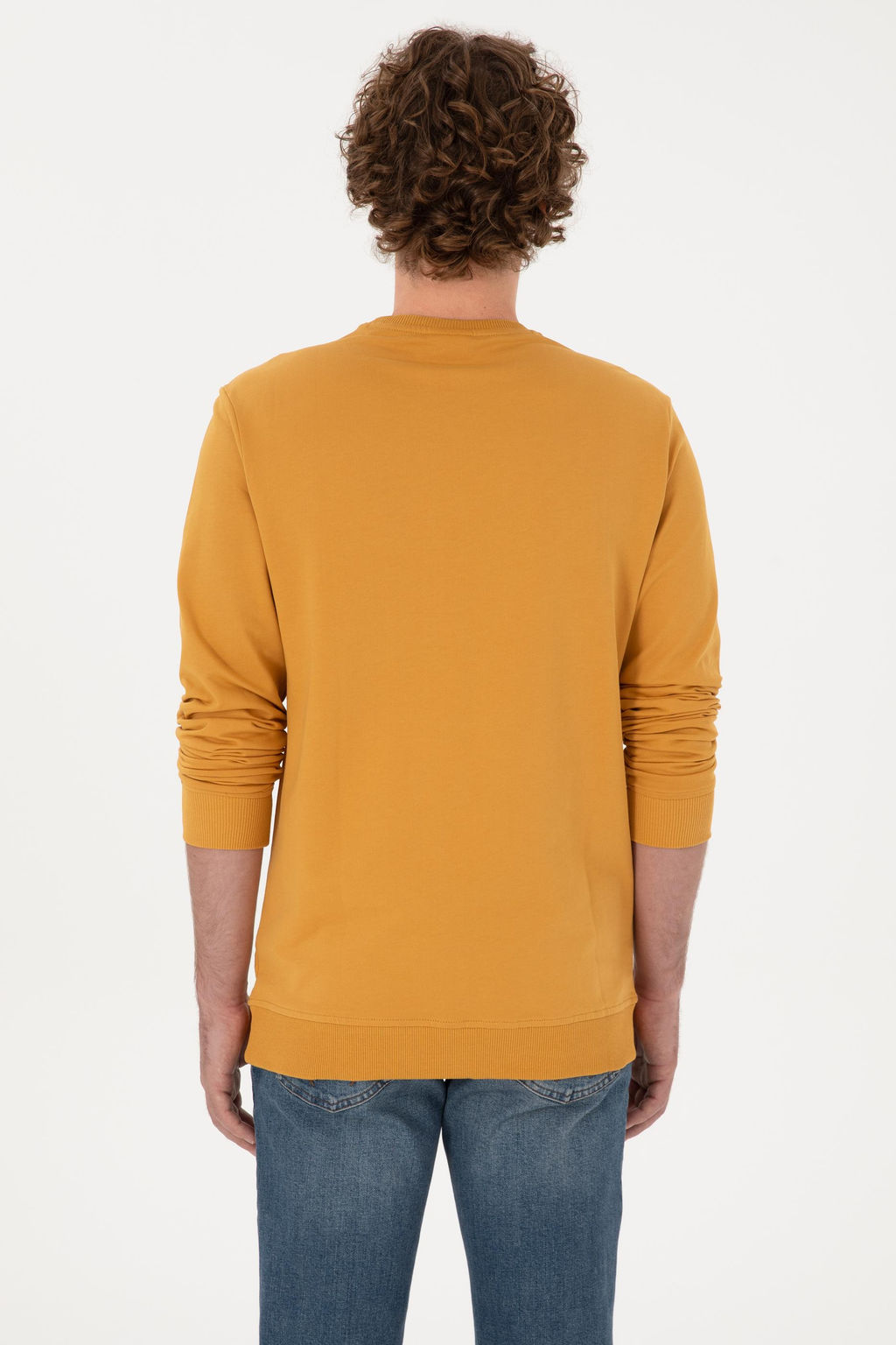 Erkek Hardal Basic Sweatshirt
