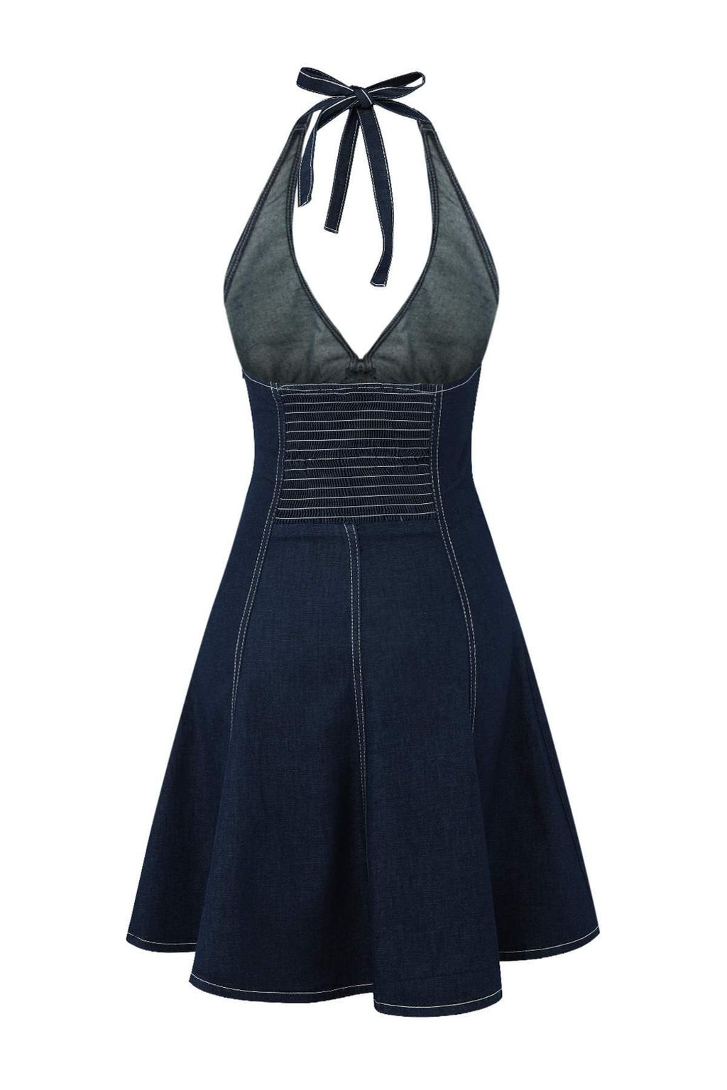 Teen Koyu Mavi Boyundan Baglamal? Orta Esnek Mini Denim Elbise TWOSS26EL00354 - Trendyolmilla фото 2
