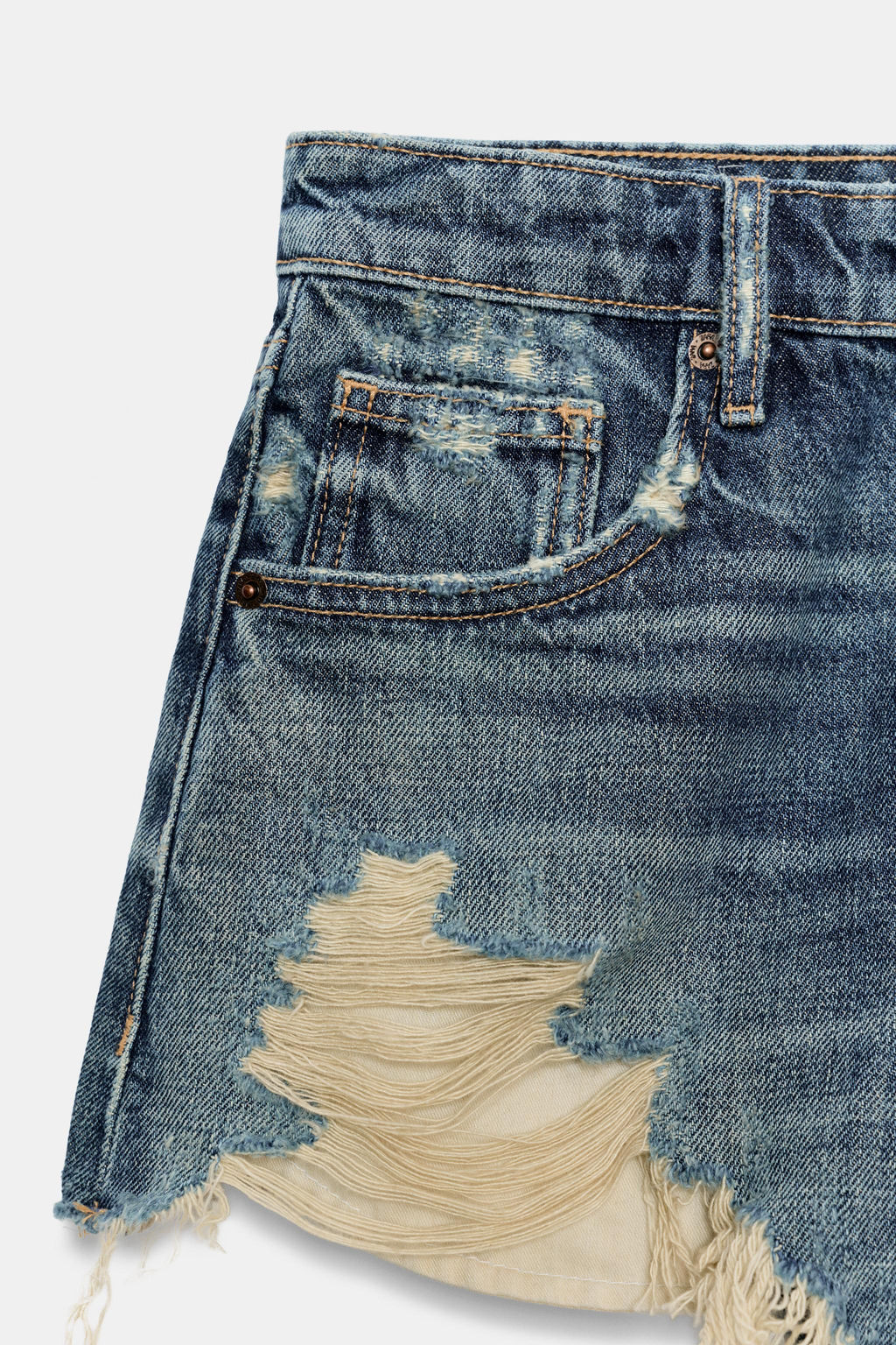 SHORTS DENIM TRF TIRO ALTO ROTOS / Azul - Zara фото 9