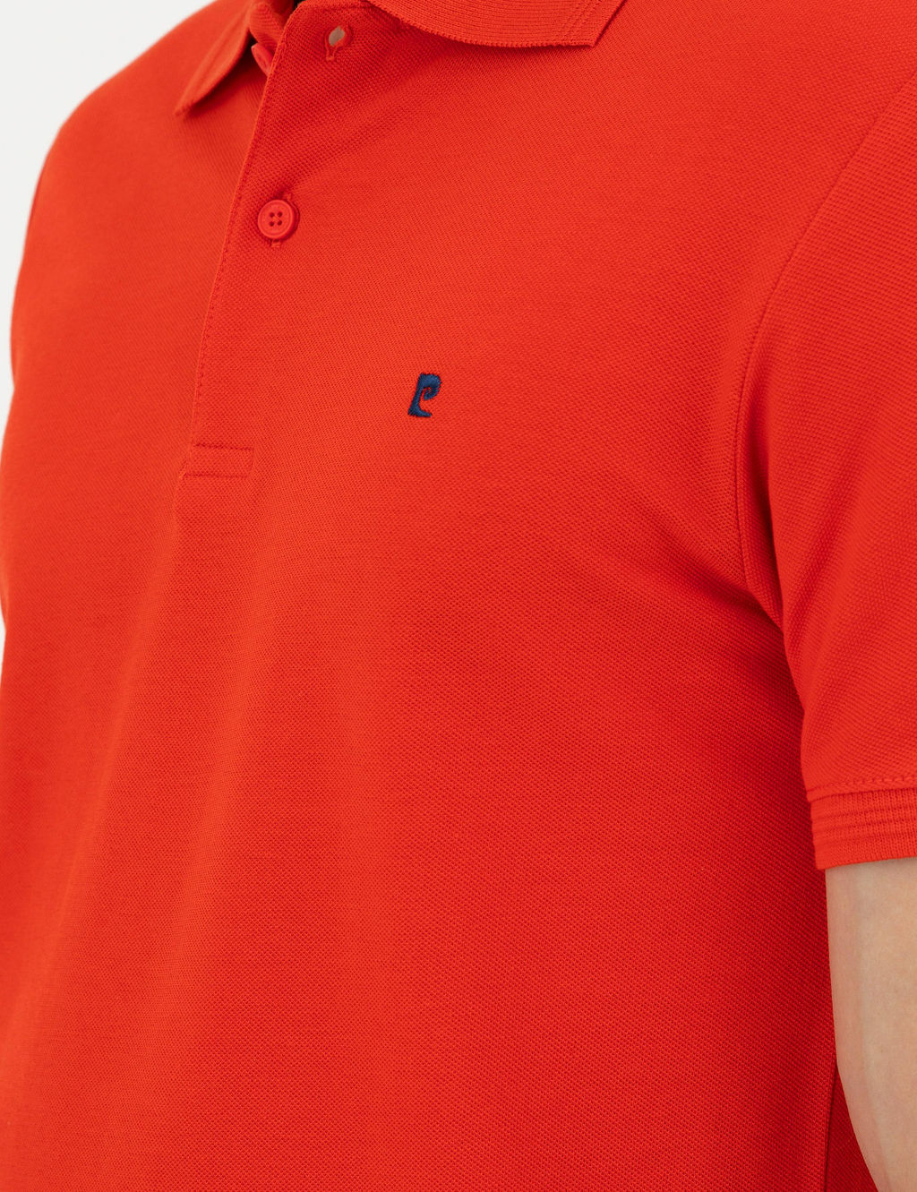 K_rm_z_ Slim Fit %100 Pamuk Polo Yaka Basic Ti__rt