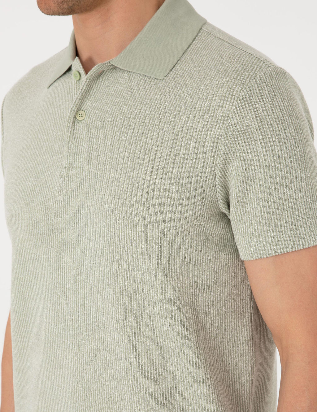 Haki Slim Fit _rme Dokulu Polo Yaka Ti__rt - Pierre cardin фото 7
