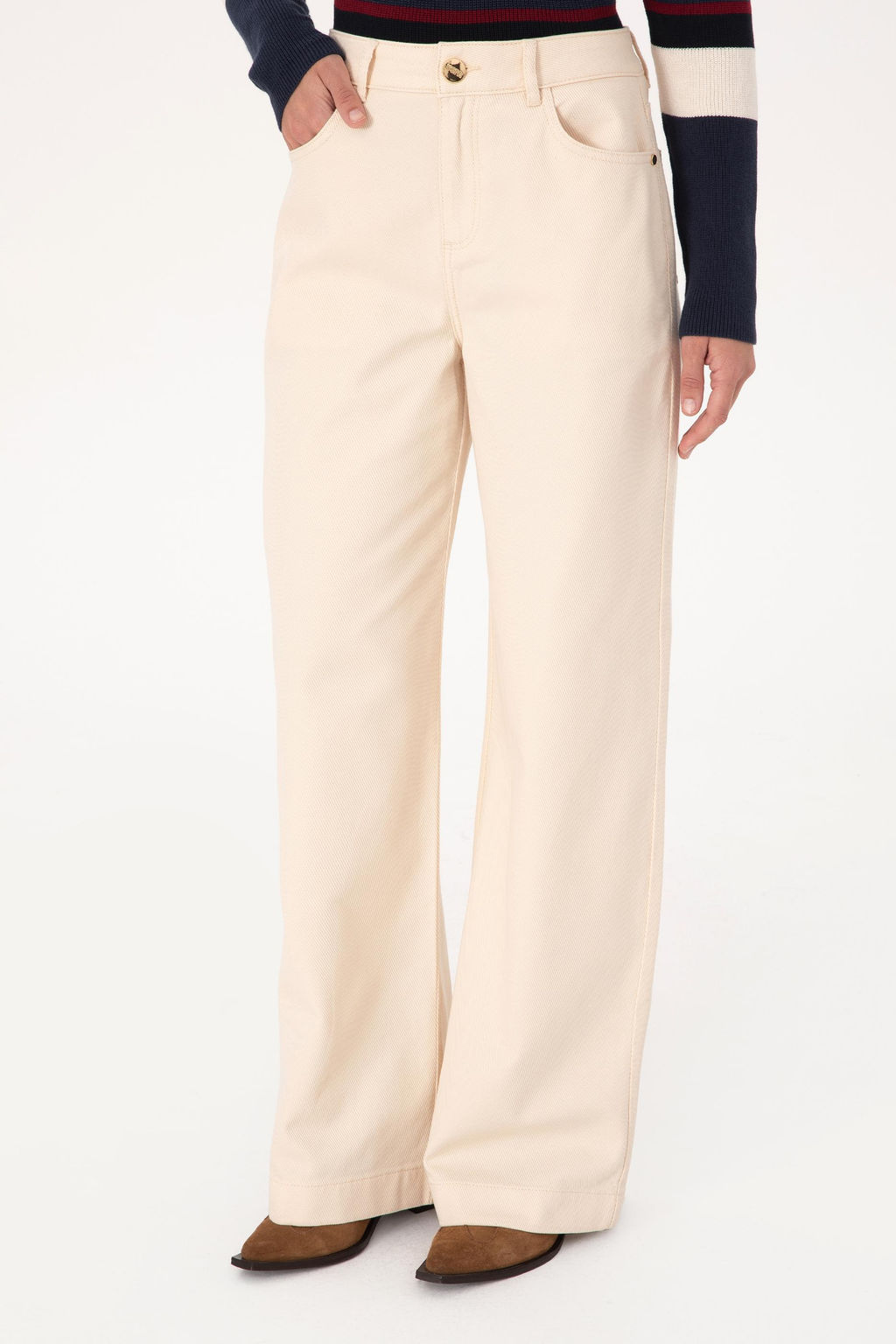Kad_n Krem Loose Fit Kanvas Pantolon - U.s. polo assn фото 2