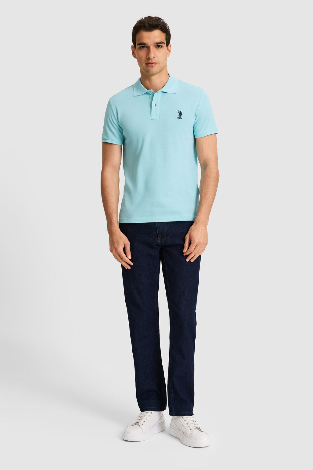 Erkek Slim Polo Yaka Aqua Basic Ti__rt