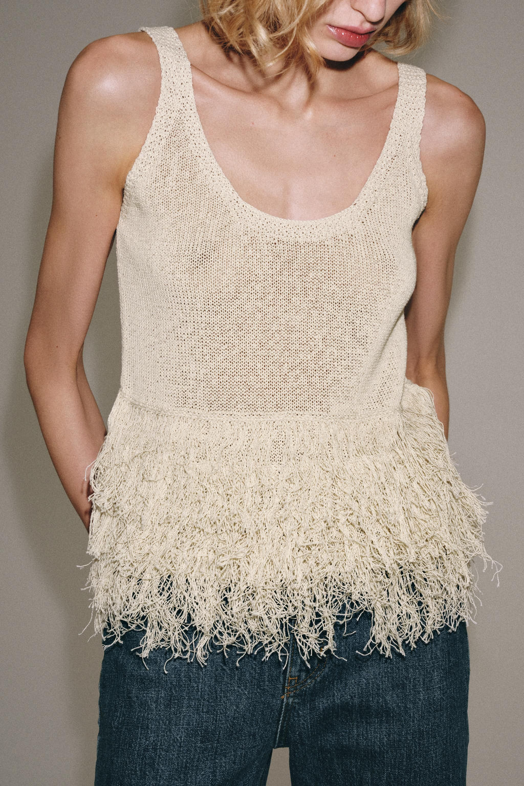 TOP PUNTO FLECOS / Crudo - Zara фото 2