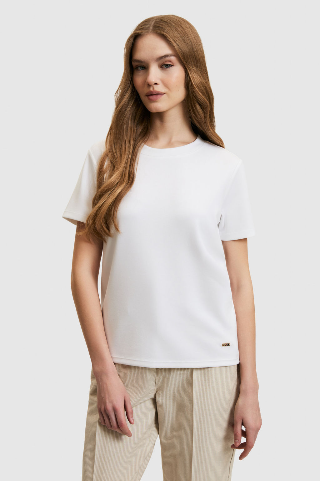 Kad_n Beyaz Bisiklet Yaka Basic Ti__rt - U.s. polo assn фото 3