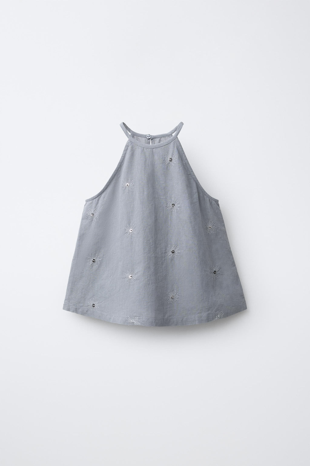 TOP HALTER LENTEJUELAS ALGOD?N Y LINO / Gris / Azul - Zara фото 2
