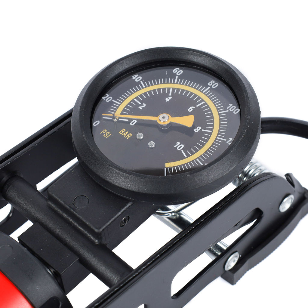 Насос ножной с манометром COMIRON FUJIN 1, стальная рама, алюминиевый цилиндр Presta-Schrader-Dunlop, 8,3 бар. Один поршень. /уп 15 - Галеонтрейд фото 11