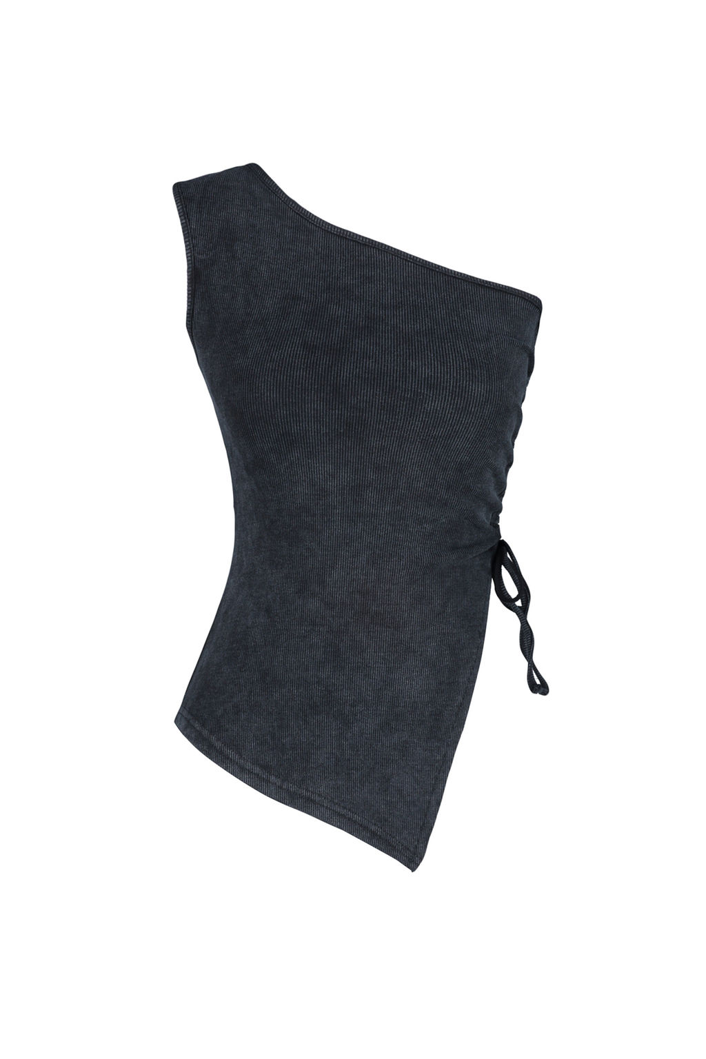 Siyah Eskitme/Soluk Efektli Vucuda Oturan Fitilli Pamuklu Esnek Orme Bluz TWOSS24BZ00298 - Trendyolmilla фото 6