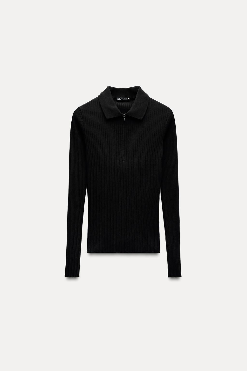 RIBBED POLO NECK T-SHIRT - Zara фото 11