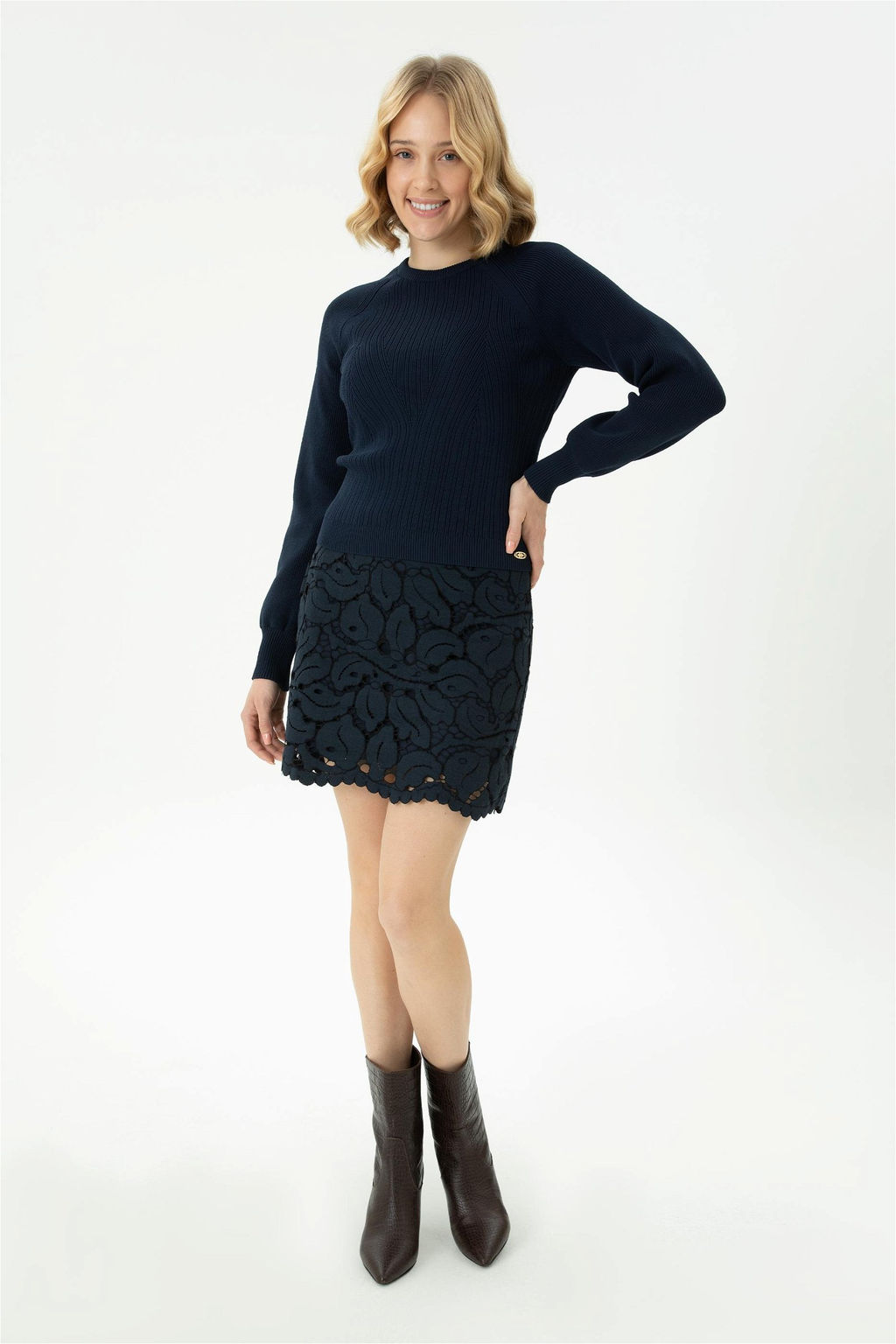 Женская темно-синяя тканая юбка Неожиданная скидка в корзине - U.s. polo assn фото 3