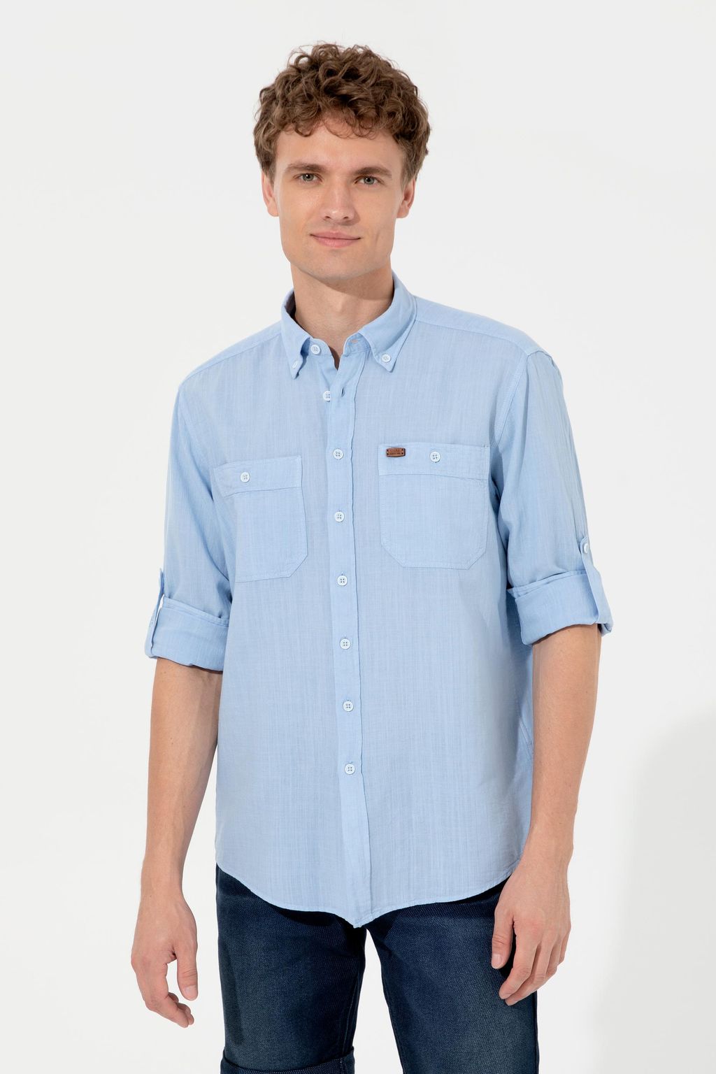 U. S. Polo Assn Мужская синяя рубашка с длинным рукавом - U.s. polo assn фото 3