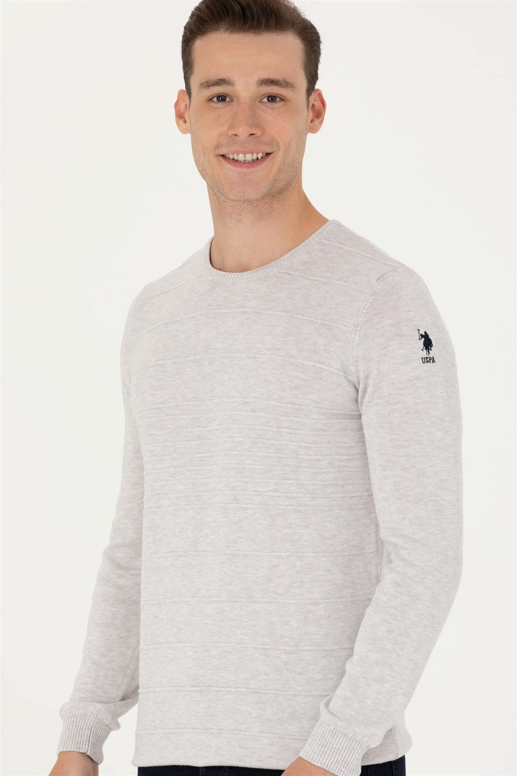 U. S. Polo Assn / Мужской свитер из каменного меланжа - U.s. polo assn фото 4