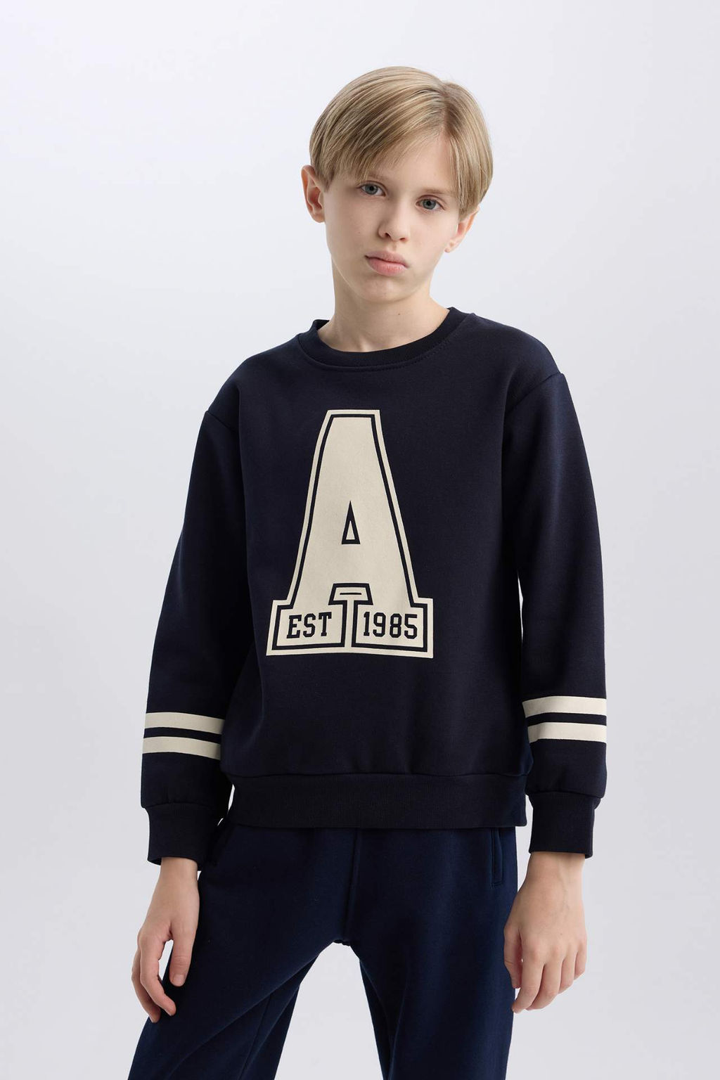 Erkek Cocuk Bisiklet Yaka Bask?l? Kal?n Sweatshirt - Defacto фото 4