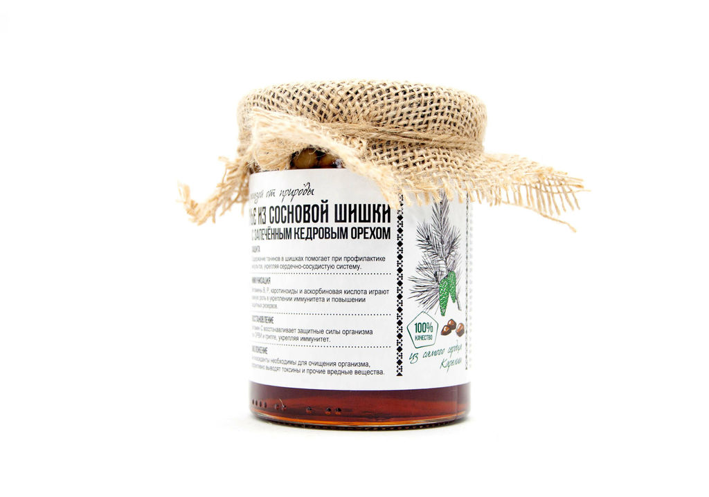 Варенье из Сосновой шишки с печеными кедровыми орешками 485 г Крафт упаковка