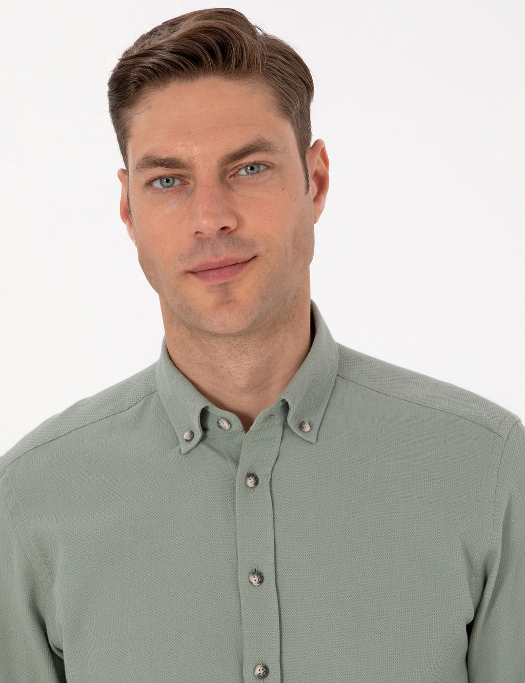 A__k Ye_il Slim Fit Uzun Kollu G_mlek