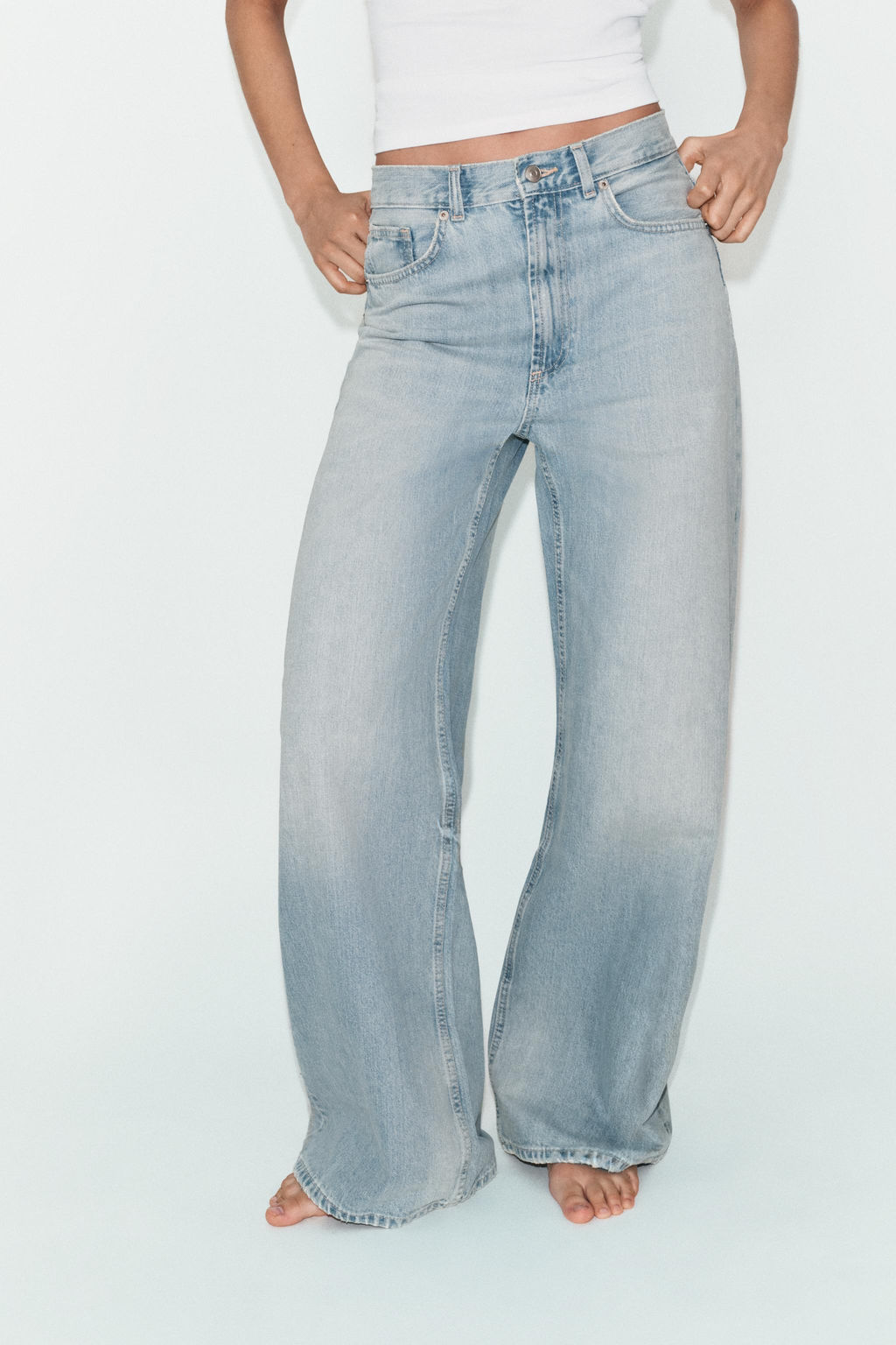 JEANS TRF EXTRA WIDE LEG TIRO ALTO / Azul agua - Zara фото 11