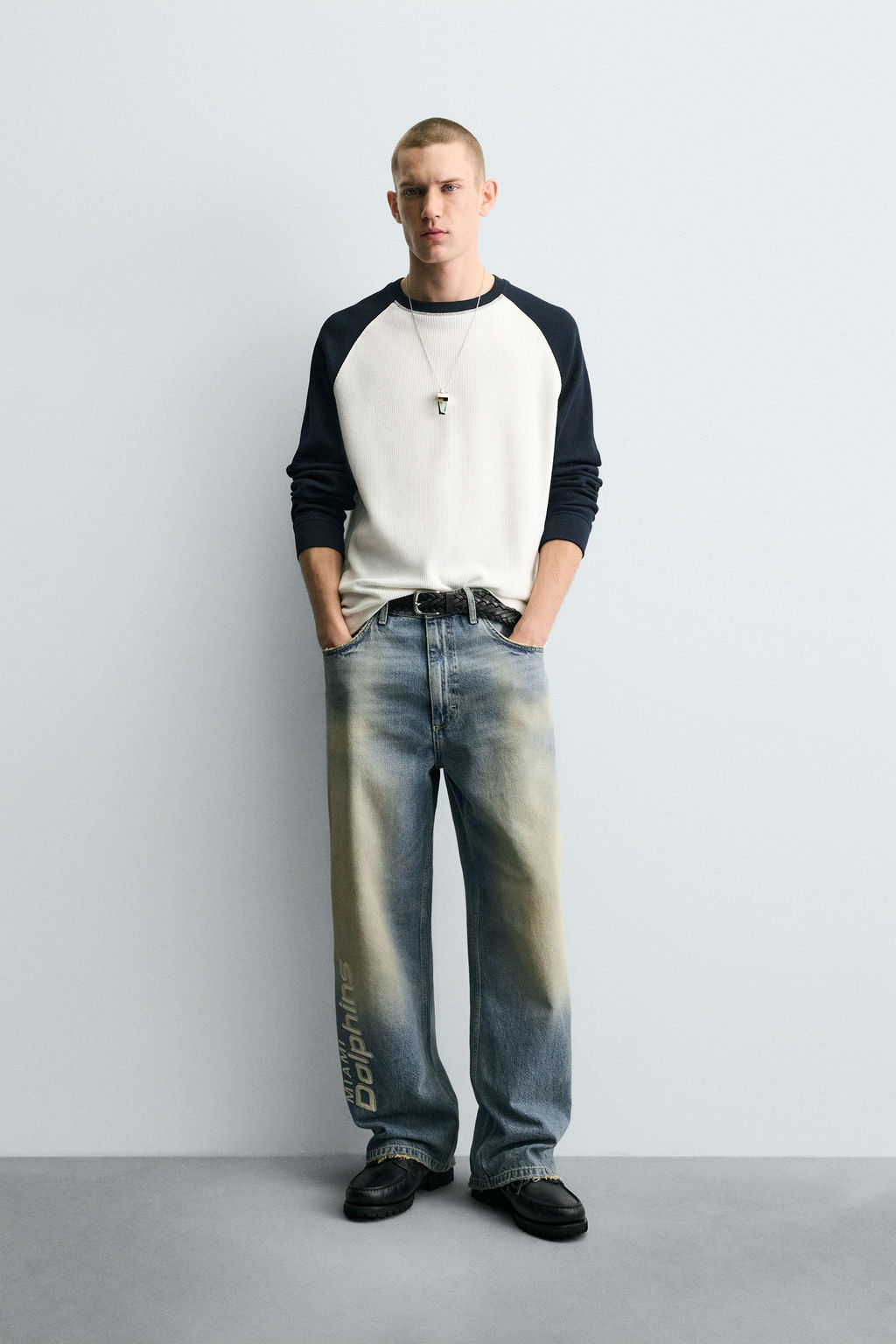 RELAXED FIT EMBROIDERED NFL MIAMI DOLPHINS JEANS