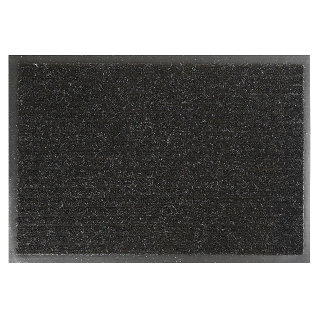 Коврик придверный "Стандарт" 40х60см, ворс полиэстер, подложка ПВХ, влаговпитывающий, ребристый, черный (Россия)