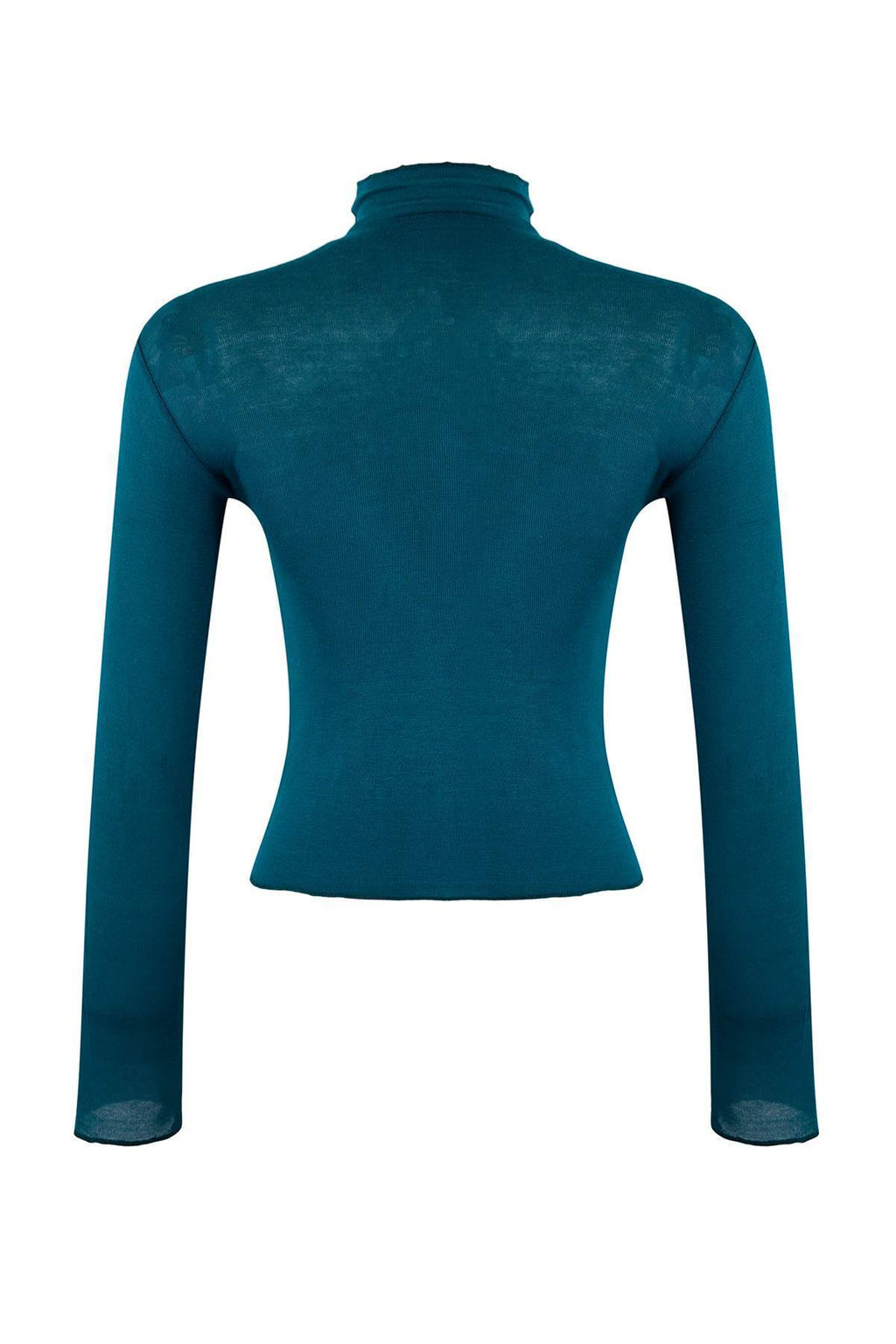 Zumrut Yesili Transparan Dik Yaka Esnek Normal Boy Orme Bluz TWOAW26BZ00266