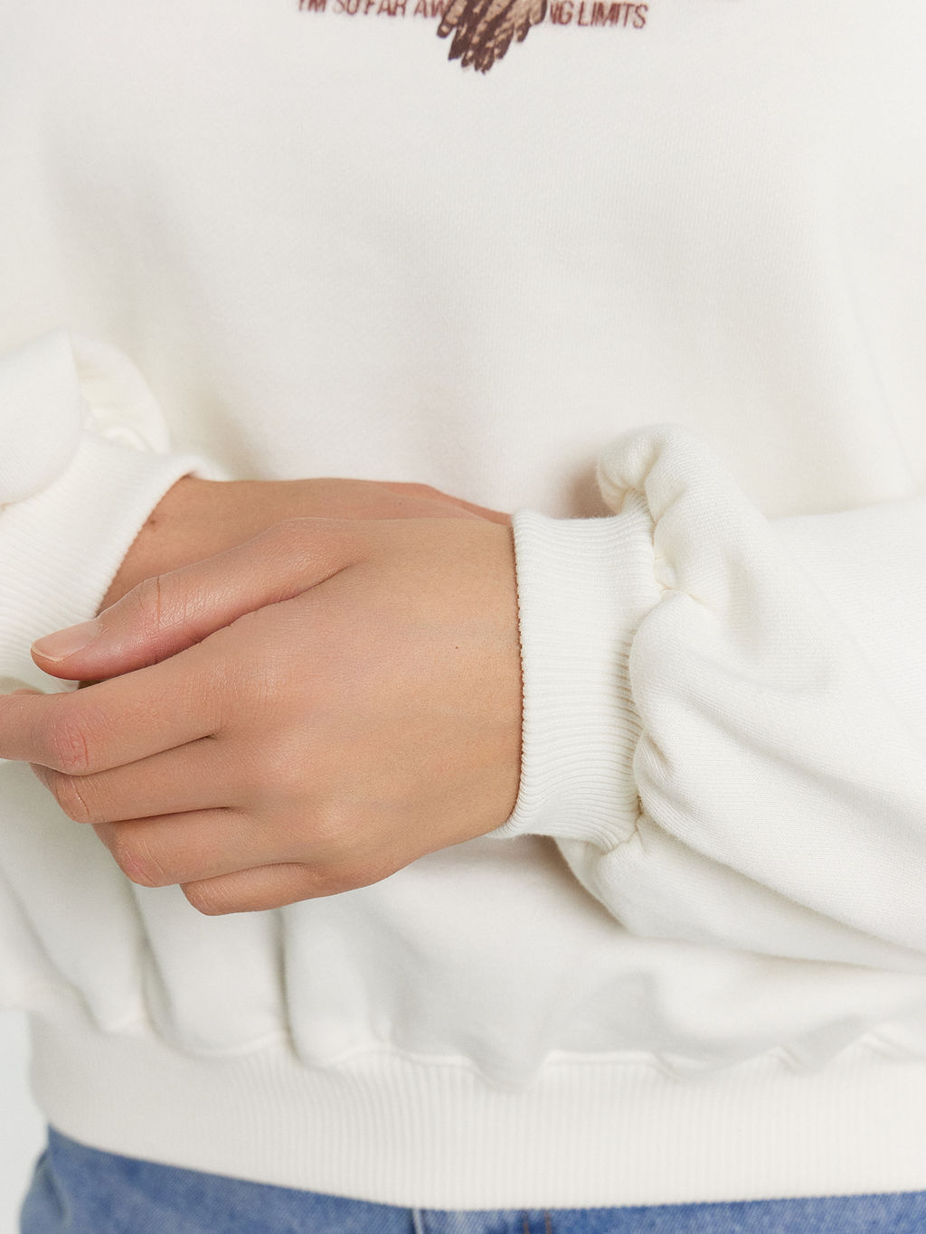 Свитшот женский кремовый с принтом молочный +печать 122935