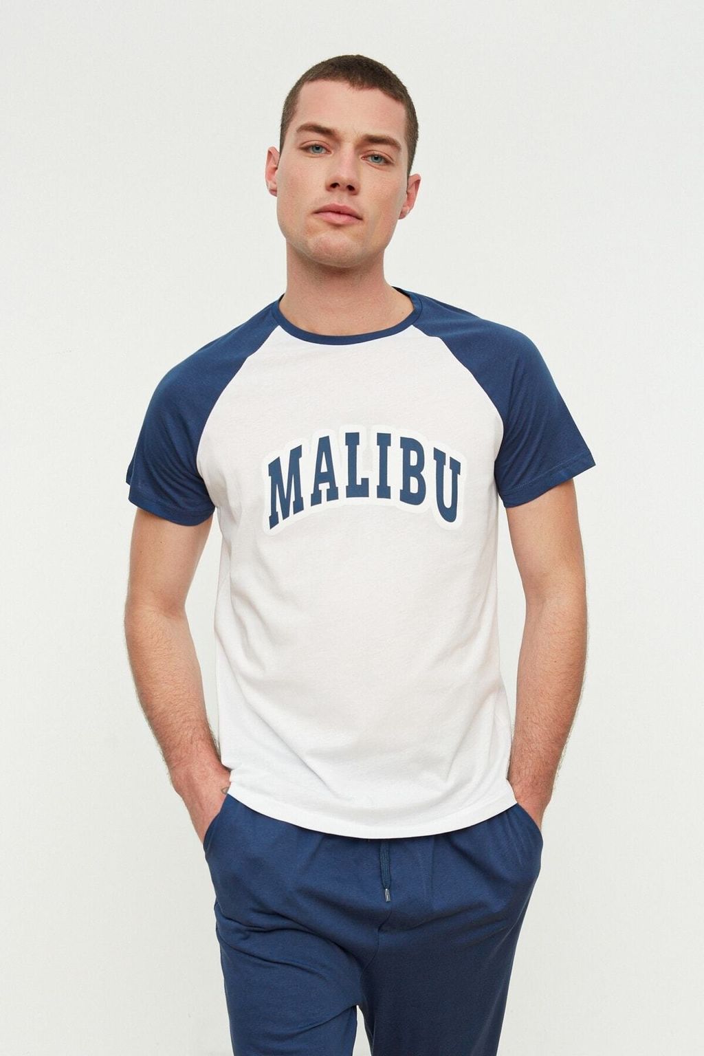 TRENDYOL MAN Lacivert %100 Pamuk Regular Fit Orme Pijama Tak?m? THMSS21PT0235 - Trendyolmilla фото 3